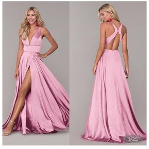 A-Line V-Neck Backless Long (prom) Dress
